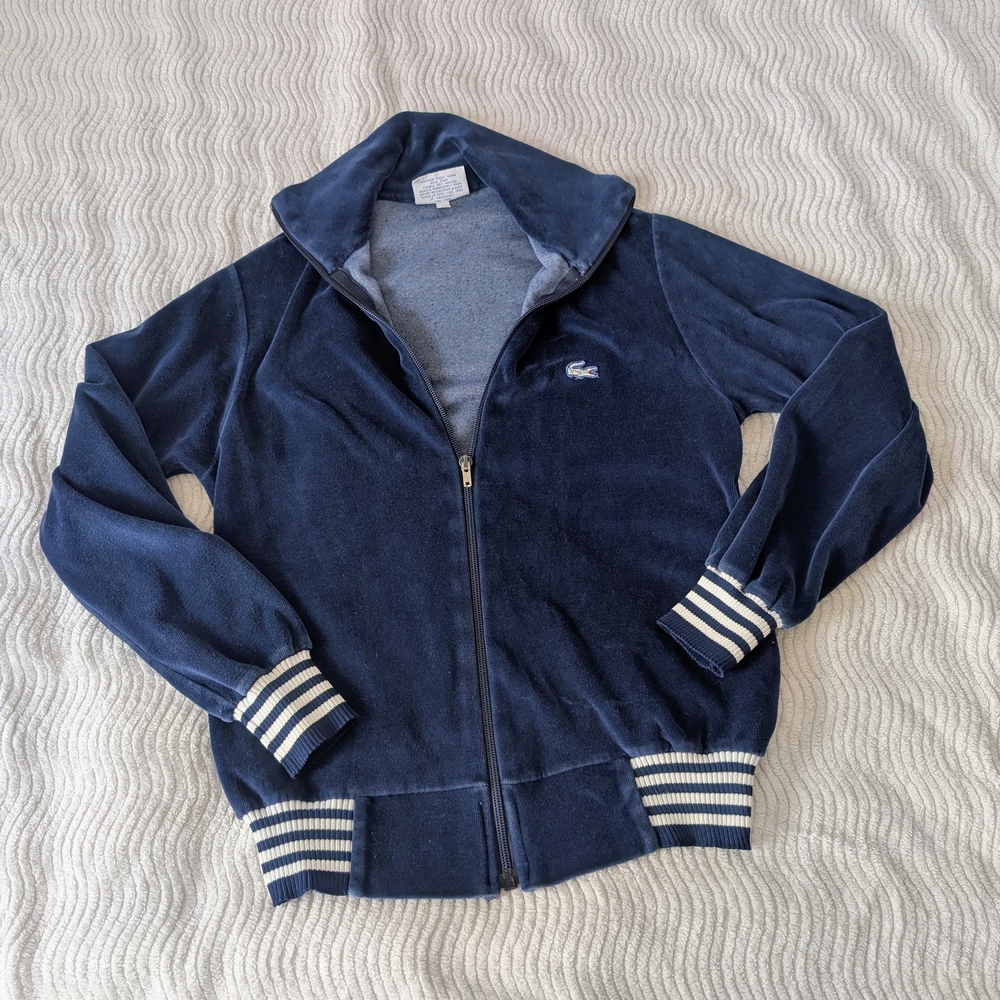 Lacoste Haymaker Vintage Velour Navy Blue Zip Up Jacket